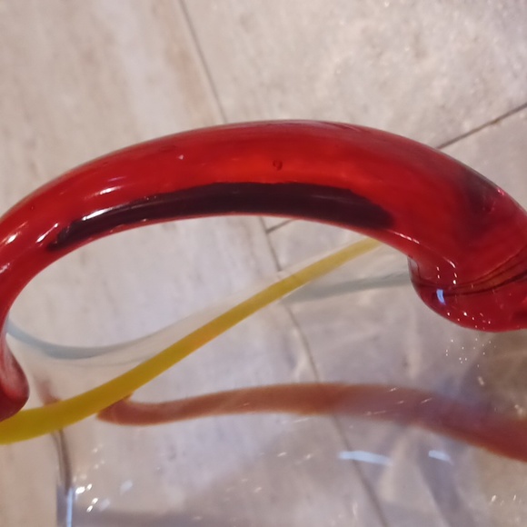 Pfaltzgraff Vintage Rainbow Swirl Handblown Glass Pitcher - Picture 3 of 6